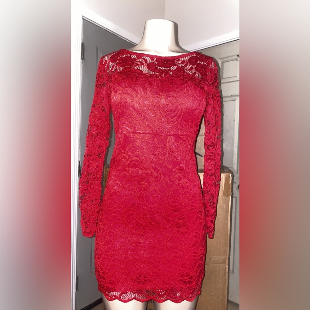 Beautiful soft and stretchy red lace dress!